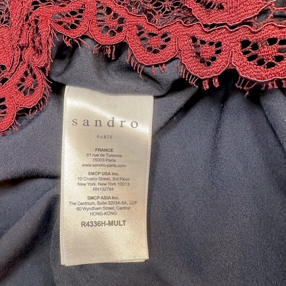 Sandro Paris “Rodney”  Colorblock (Red Blue Green) Lace Mini Dress Size 3 - Picture 8 of 10